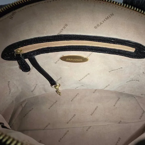 Brahmin Duxbury Satchel Black Melbourne Croc Embossed Leather Designer Purse Bag - Picture 16 of 16